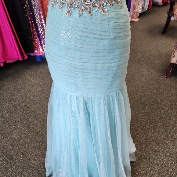 Precious Formals P21040 Size 6 Aqua Prom Dress/Formal Gown - Picture 3 of 8